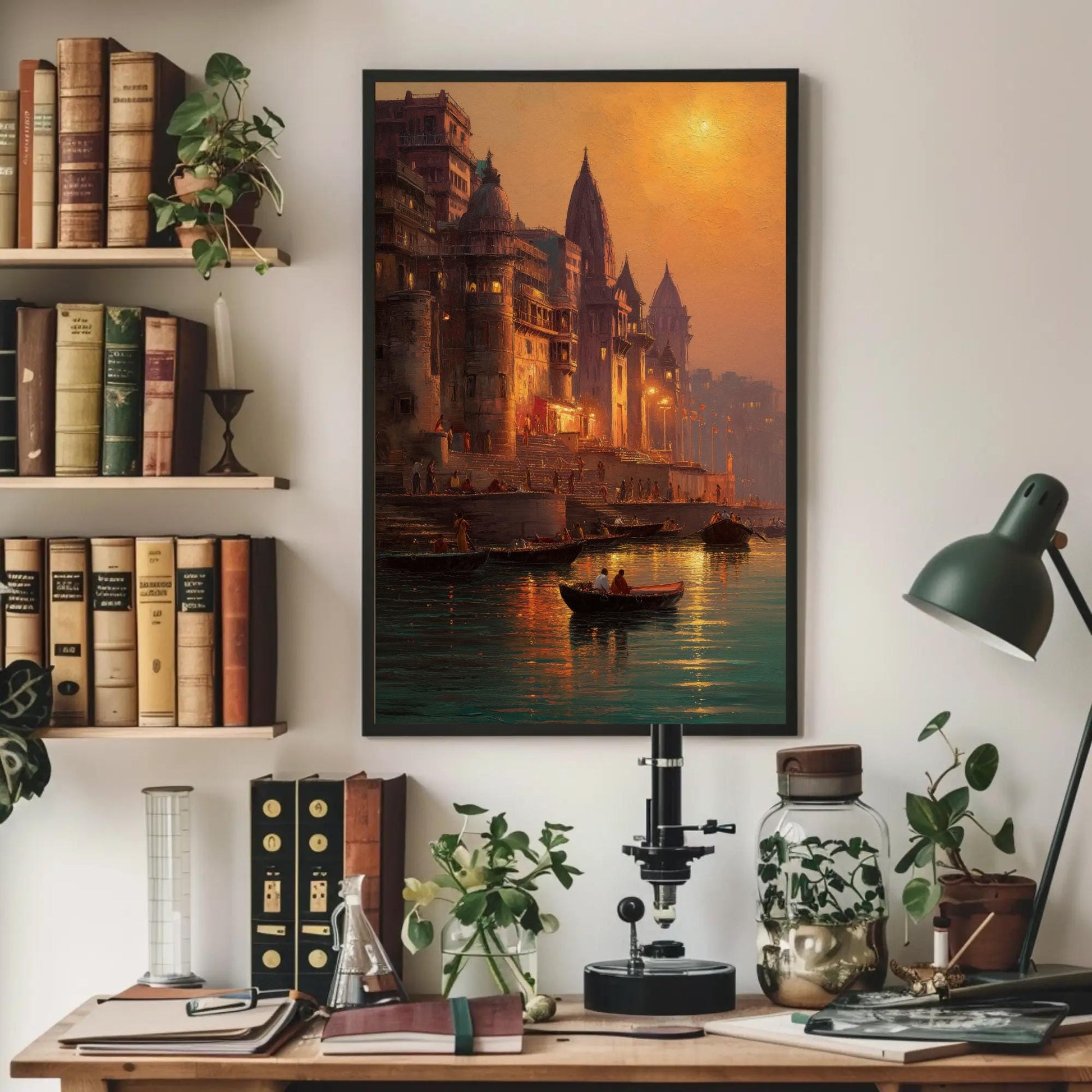 Varanasi Ghat canvas wall art, ready to hang