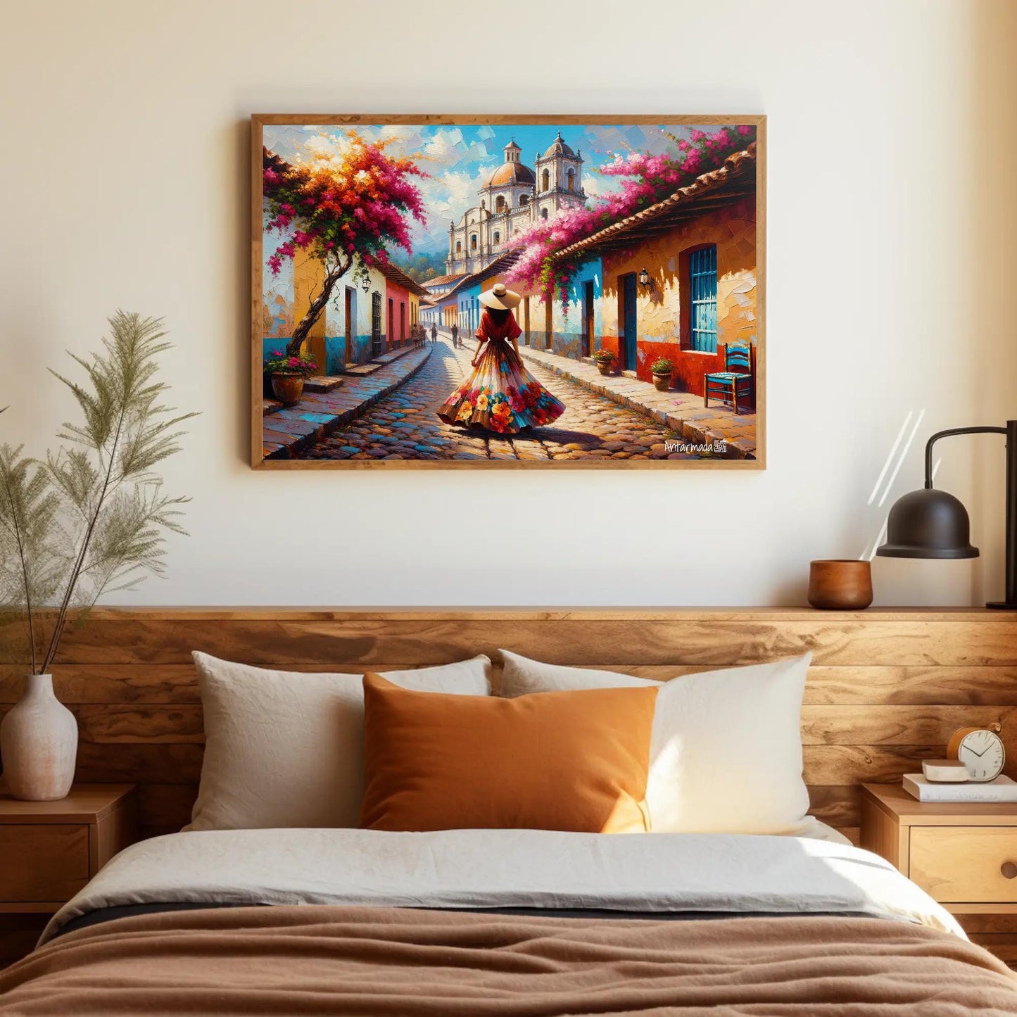Mexican Town canvas wall art shown in a styled room (view 4)