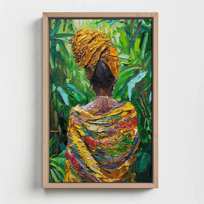 Caribbean Woman , Afro Caribbean Portrait Art canvas wall art shown in a styled room