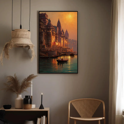Varanasi Ghat canvas print, premium giclée wall art