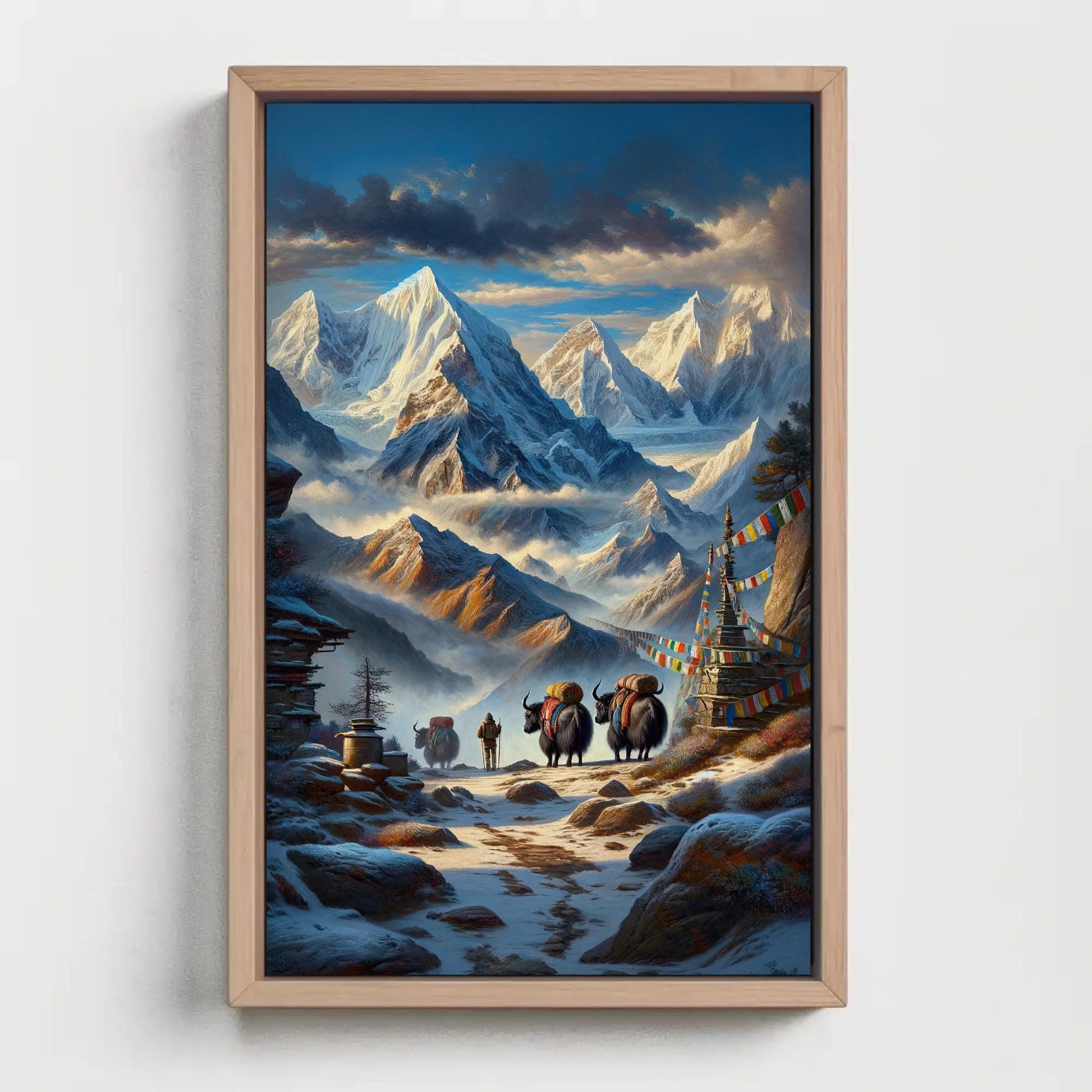Himalayan Yak , Nepal Mountain Landscape canvas wall art, ready to hang