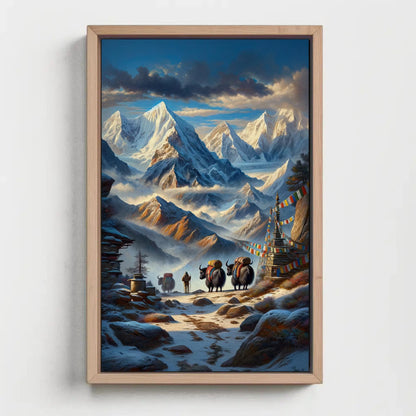 Himalayan Yak , Nepal Mountain Landscape canvas wall art, ready to hang