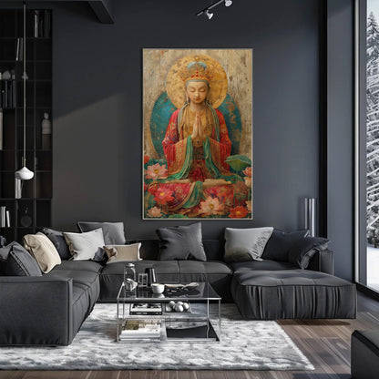 Tara Goddess canvas wall art shown in a living room (view 3)
