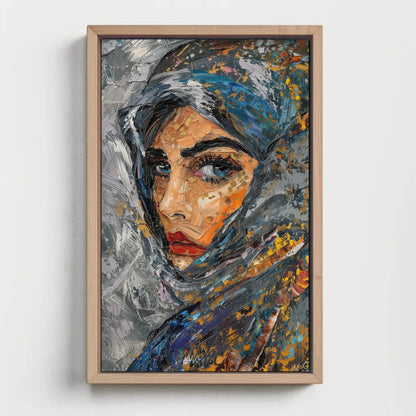 Muslim Woman canvas wall art shown in a styled room