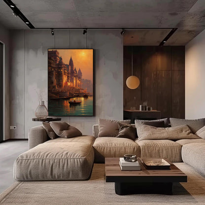 Varanasi Ghat canvas wall art, statement décor