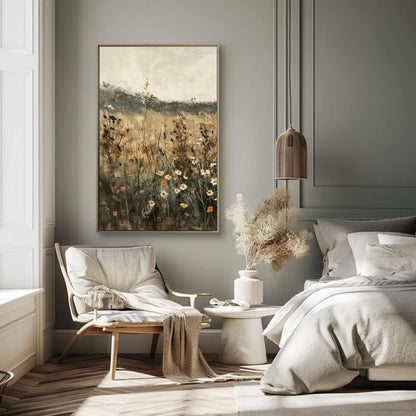 Wildflower , Rustic Farmhouse Floral canvas wall art, statement décor