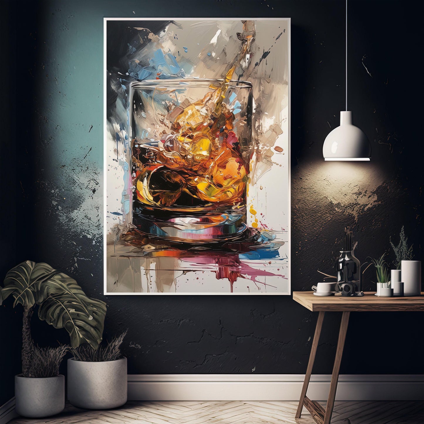 Whiskey , Modern Home Bar Sign modern canvas wall art, ready to hang