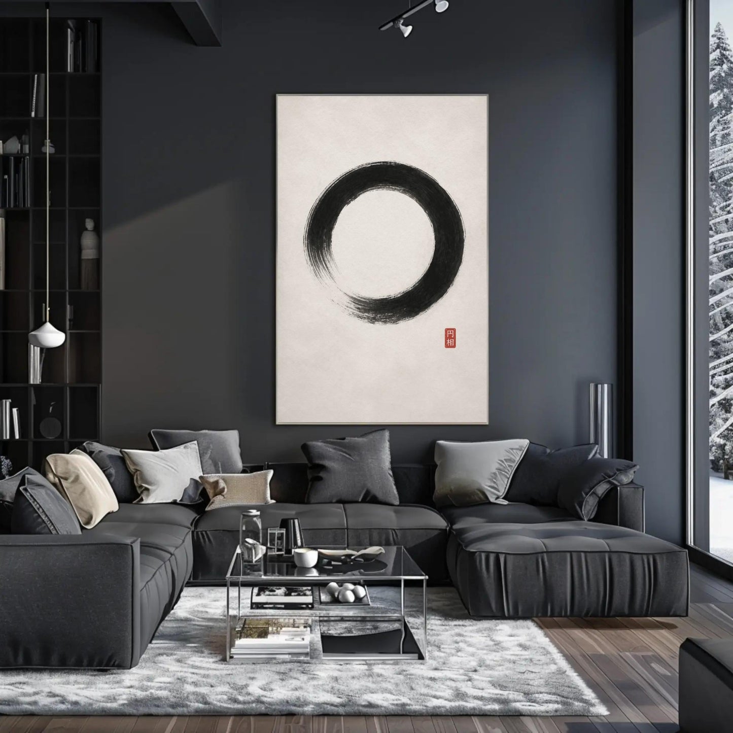 Ensō Circle canvas wall art shown in a living room (view 3)