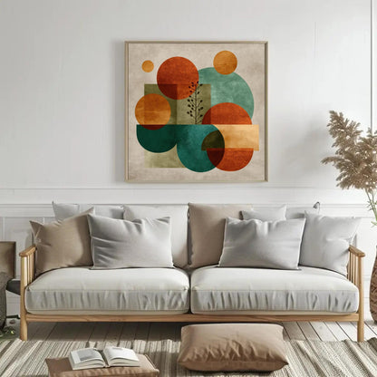 Japandi canvas wall art shown in a living room