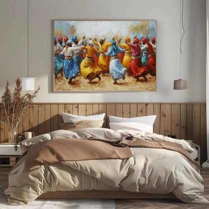 Bhangra Dance Canvas | Vibrant Punjabi Wall Decor - Ready To Hang Cultural Art - Antarmada
