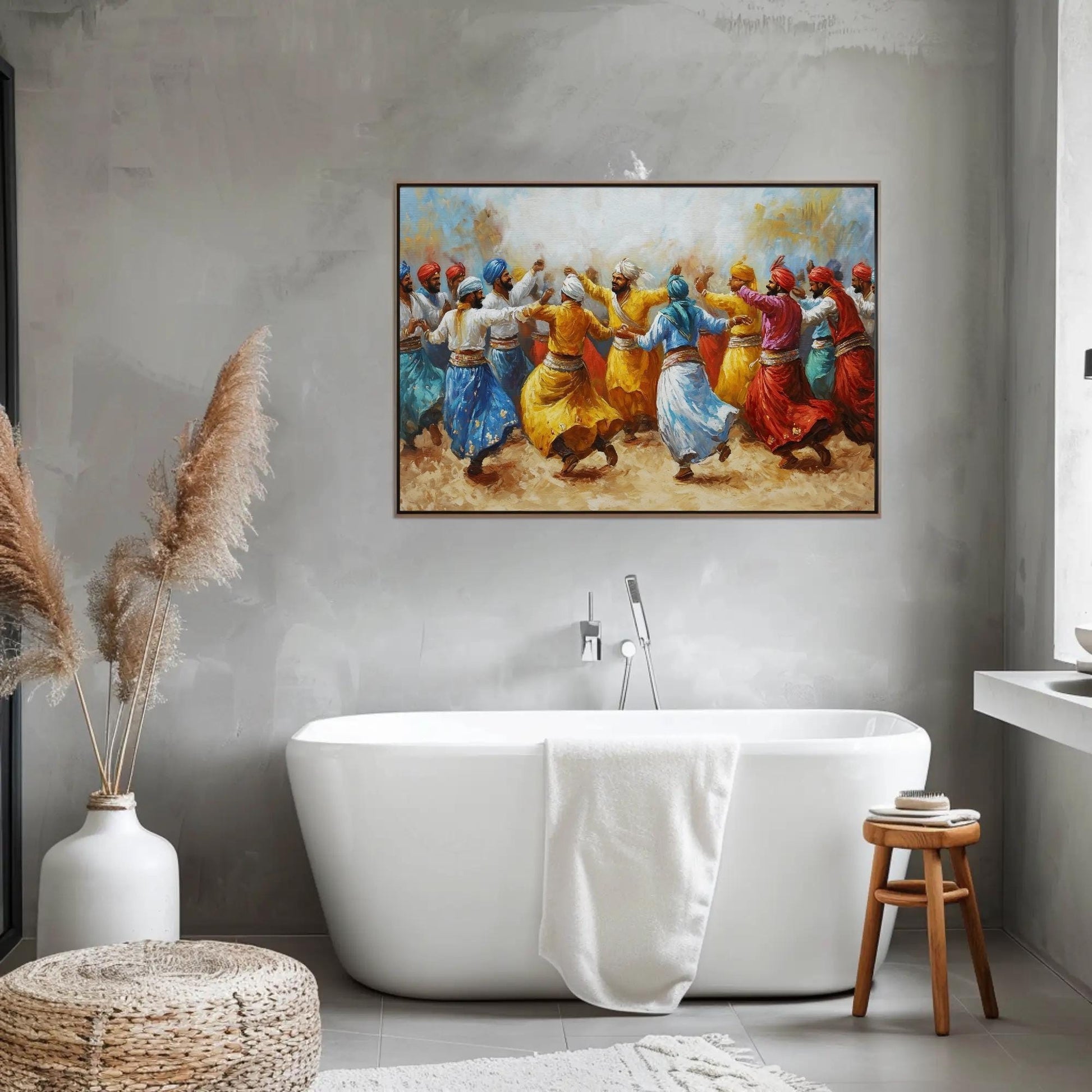 Bhangra Dance Canvas | Vibrant Punjabi Wall Decor - Ready To Hang Cultural Art - Antarmada