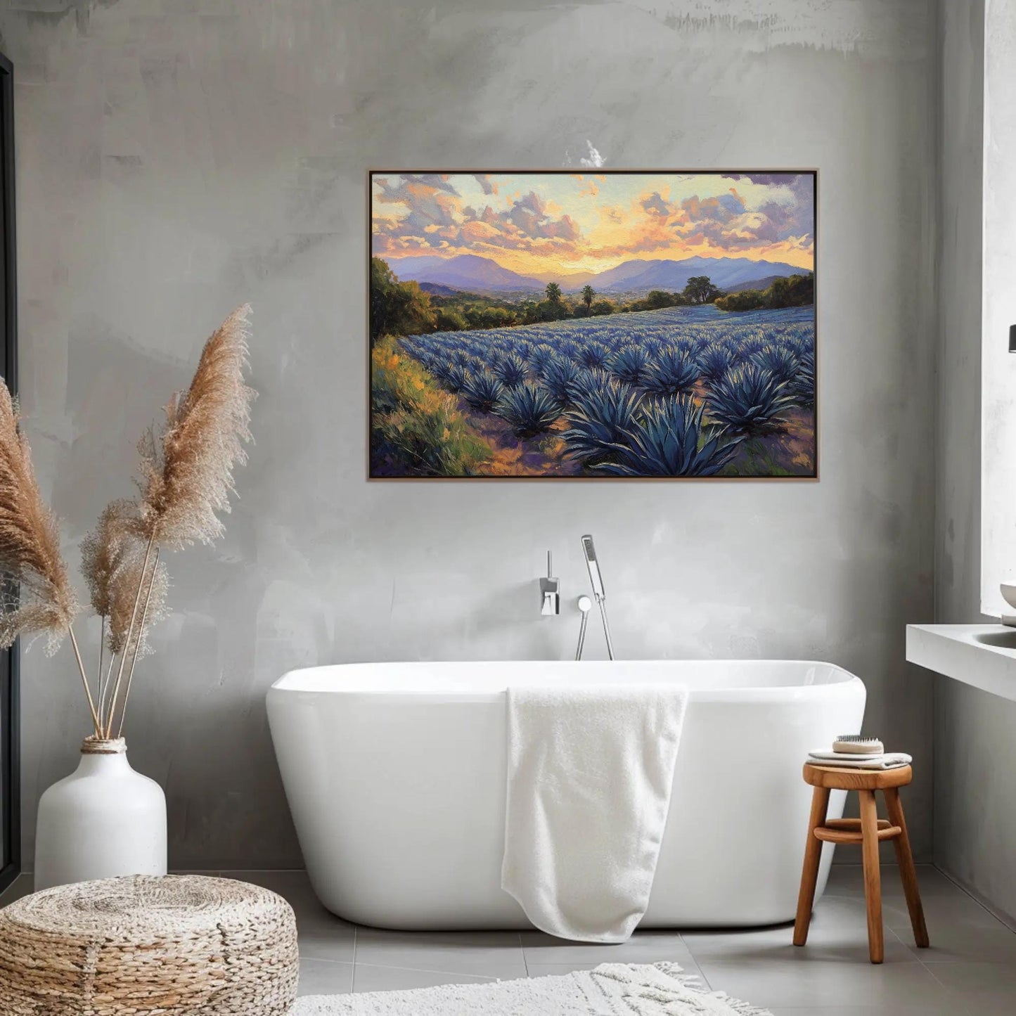 Blue Agave Canvas | Southwestern Wall Art - Mexican Landscape Print on Gallery Wrap - Antarmada