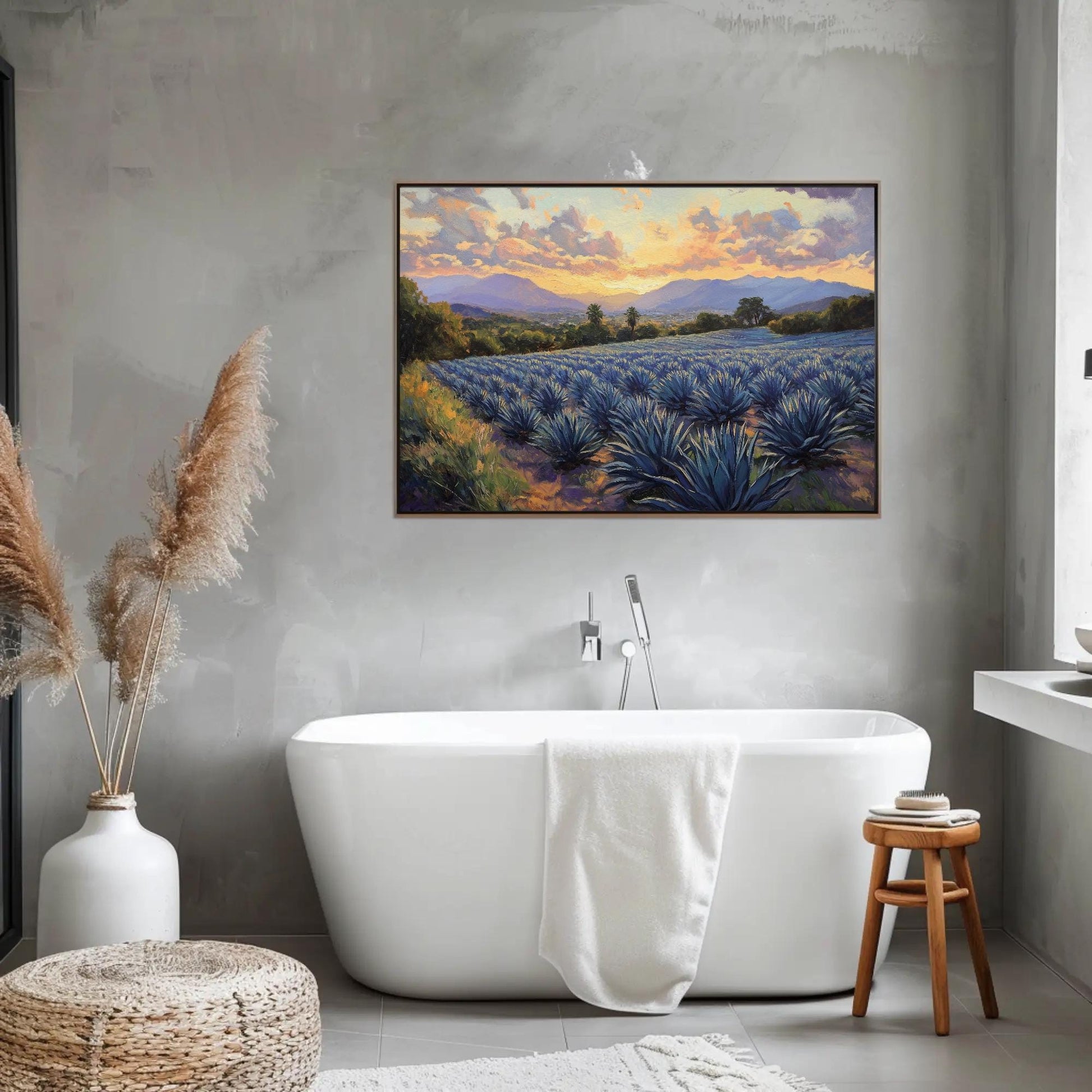 Blue Agave Canvas | Southwestern Wall Art - Mexican Landscape Print on Gallery Wrap - Antarmada
