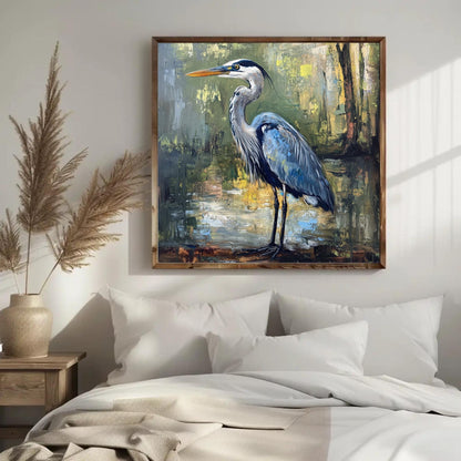 Blue Heron Canvas Print – Framed Wildlife Wall Art on Museum Grade Canvas - Antarmada