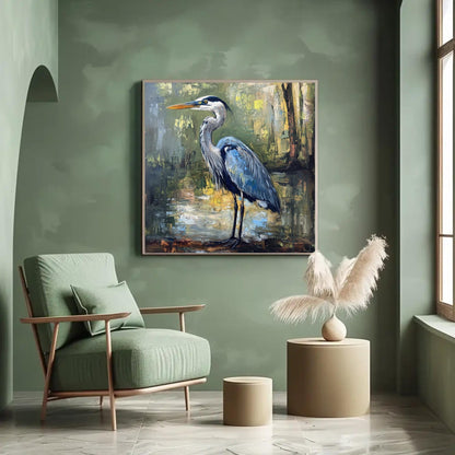 Blue Heron Canvas Print – Framed Wildlife Wall Art on Museum Grade Canvas - Antarmada