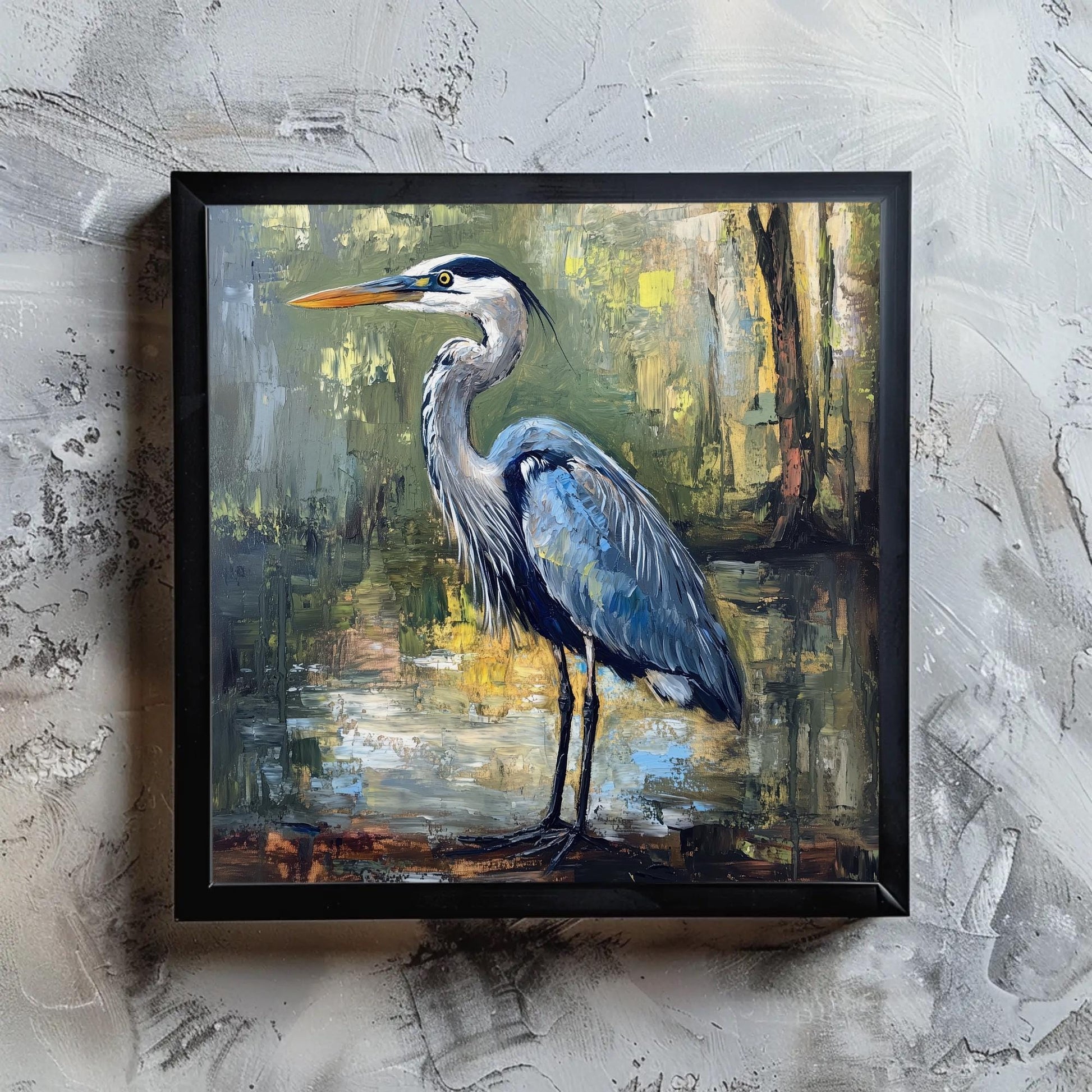 Blue Heron Canvas Print – Framed Wildlife Wall Art on Museum Grade Canvas - Antarmada