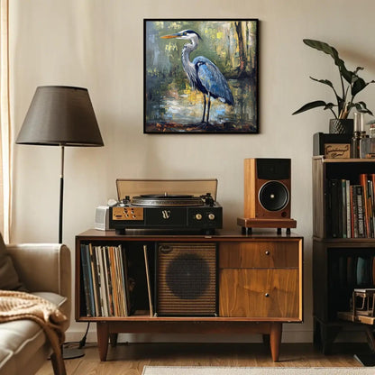 Blue Heron Canvas Print – Framed Wildlife Wall Art on Museum Grade Canvas - Antarmada