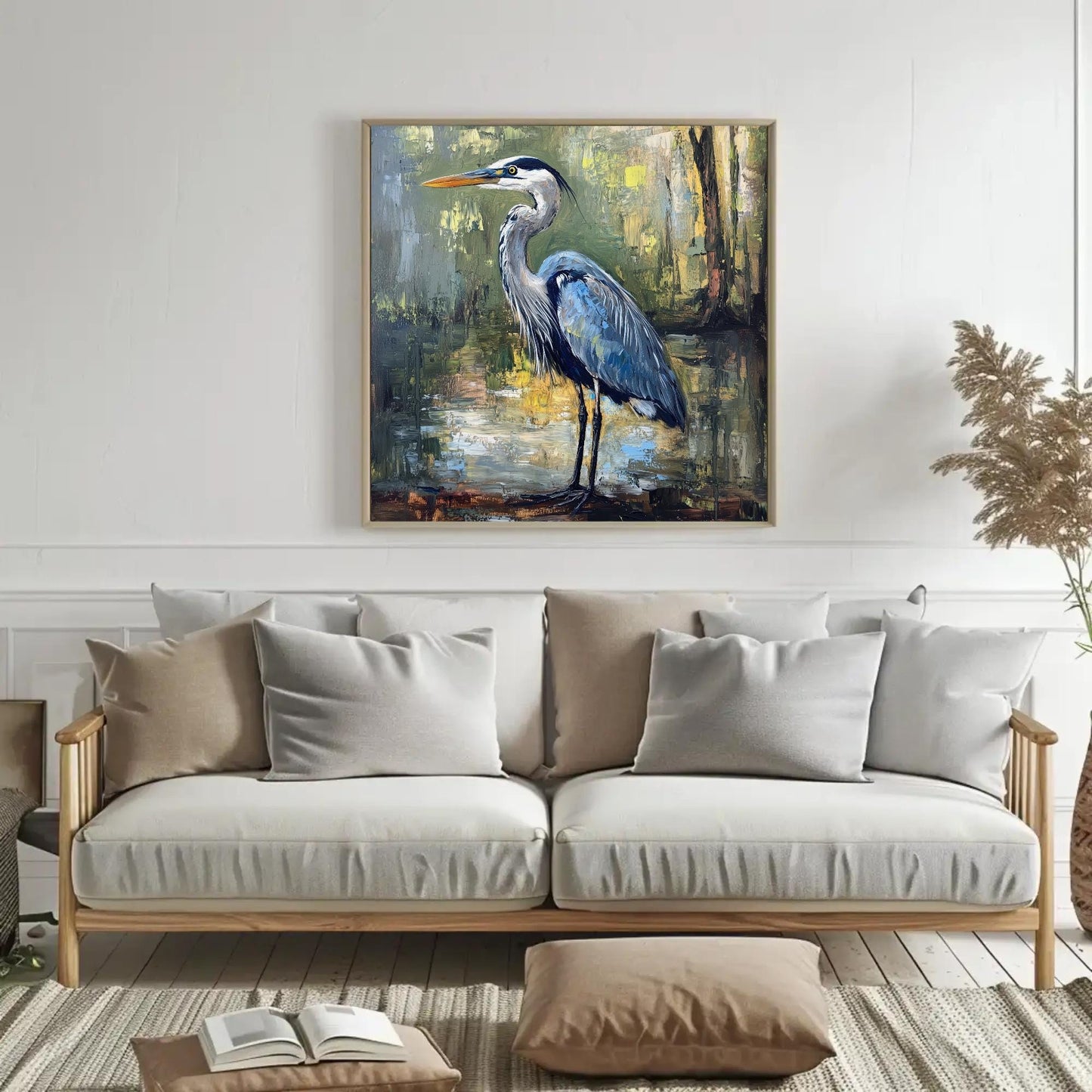 Blue Heron Canvas Print – Framed Wildlife Wall Art on Museum Grade Canvas - Antarmada