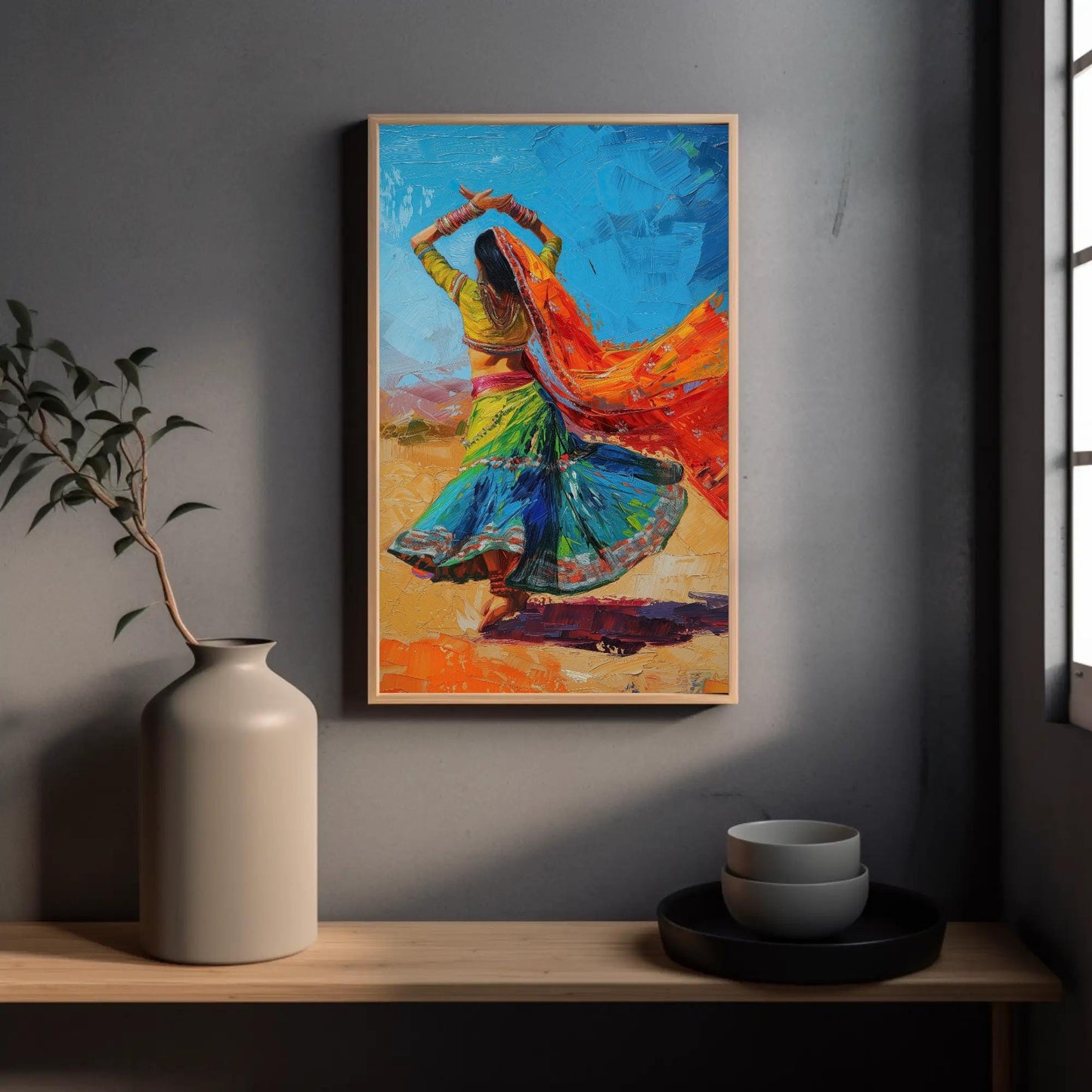 Indian Folk Dance Painting canvas wall art, gallery-wrapped or framed (view 2)