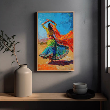 Indian Folk Dance Painting canvas wall art, gallery-wrapped or framed (view 2)