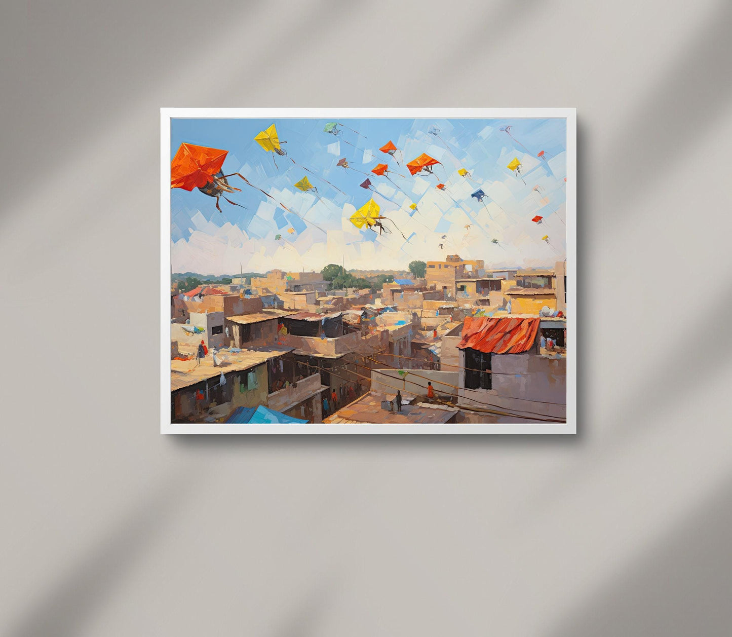 India Kite Festival , Colorful Desi Festival canvas wall art for the home
