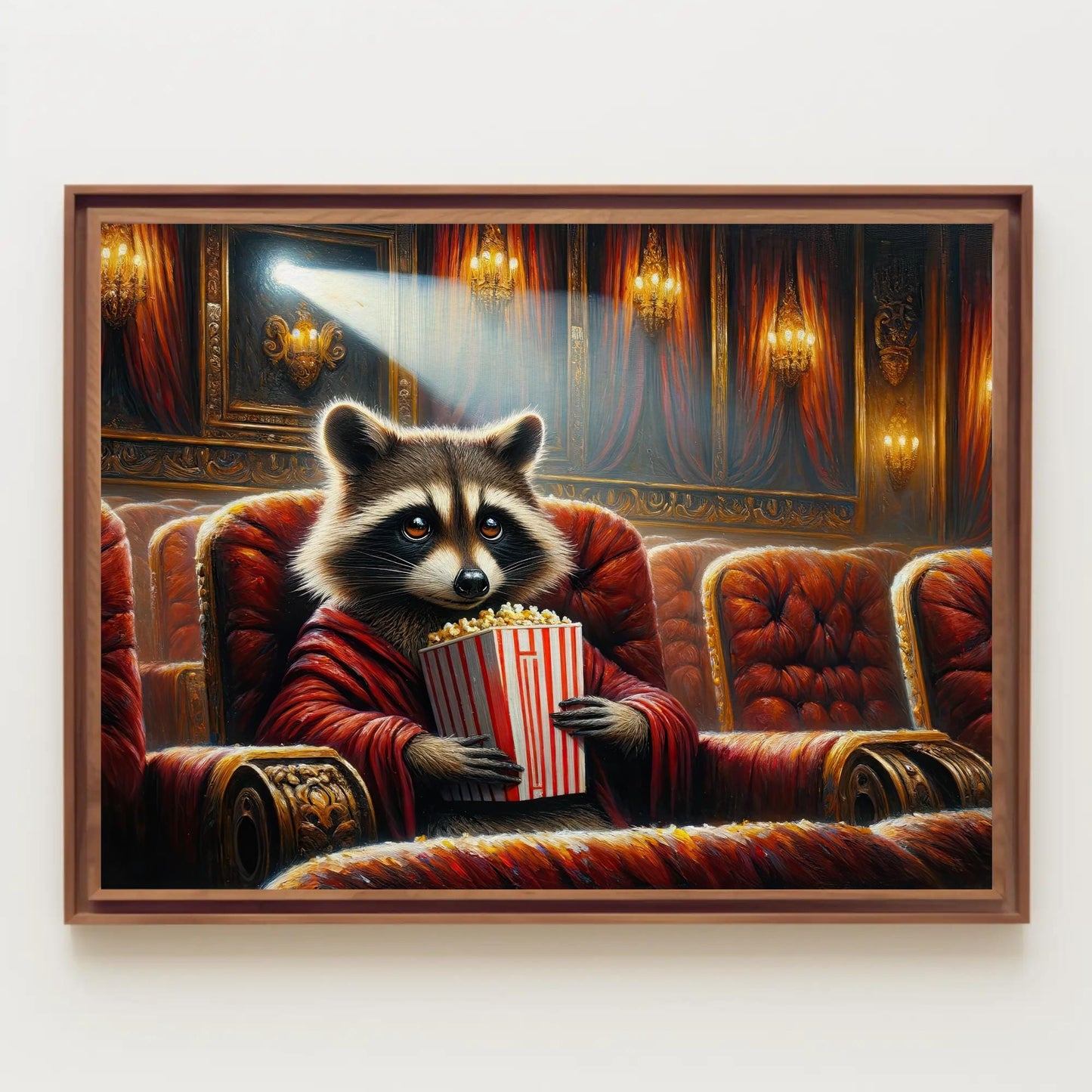Raccoon canvas wall art shown in a styled room (view 2)
