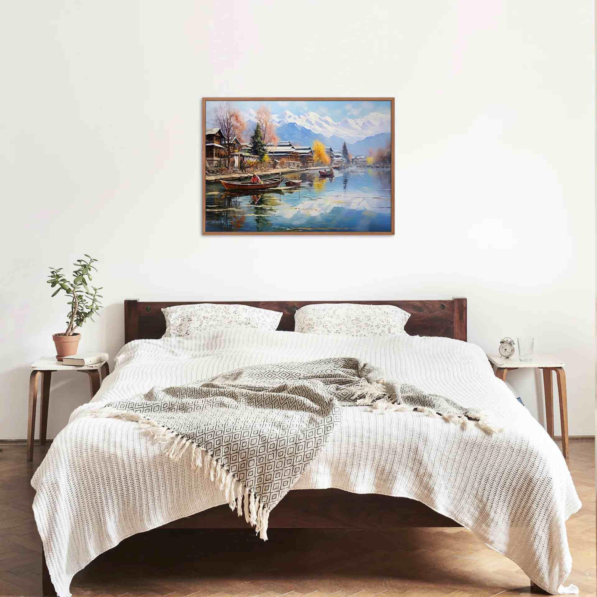 Kashmir Dal Lake , Indian Lake Landscape canvas wall art, gallery-wrapped or framed