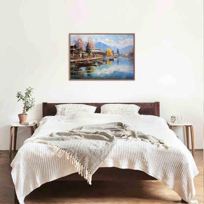 Kashmir Dal Lake , Indian Lake Landscape canvas wall art, gallery-wrapped or framed
