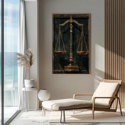 Scales Of Justice Art canvas wall art shown in a living room (view 3)