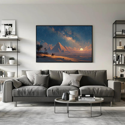 Egypt Pyramids canvas wall art shown in a living room