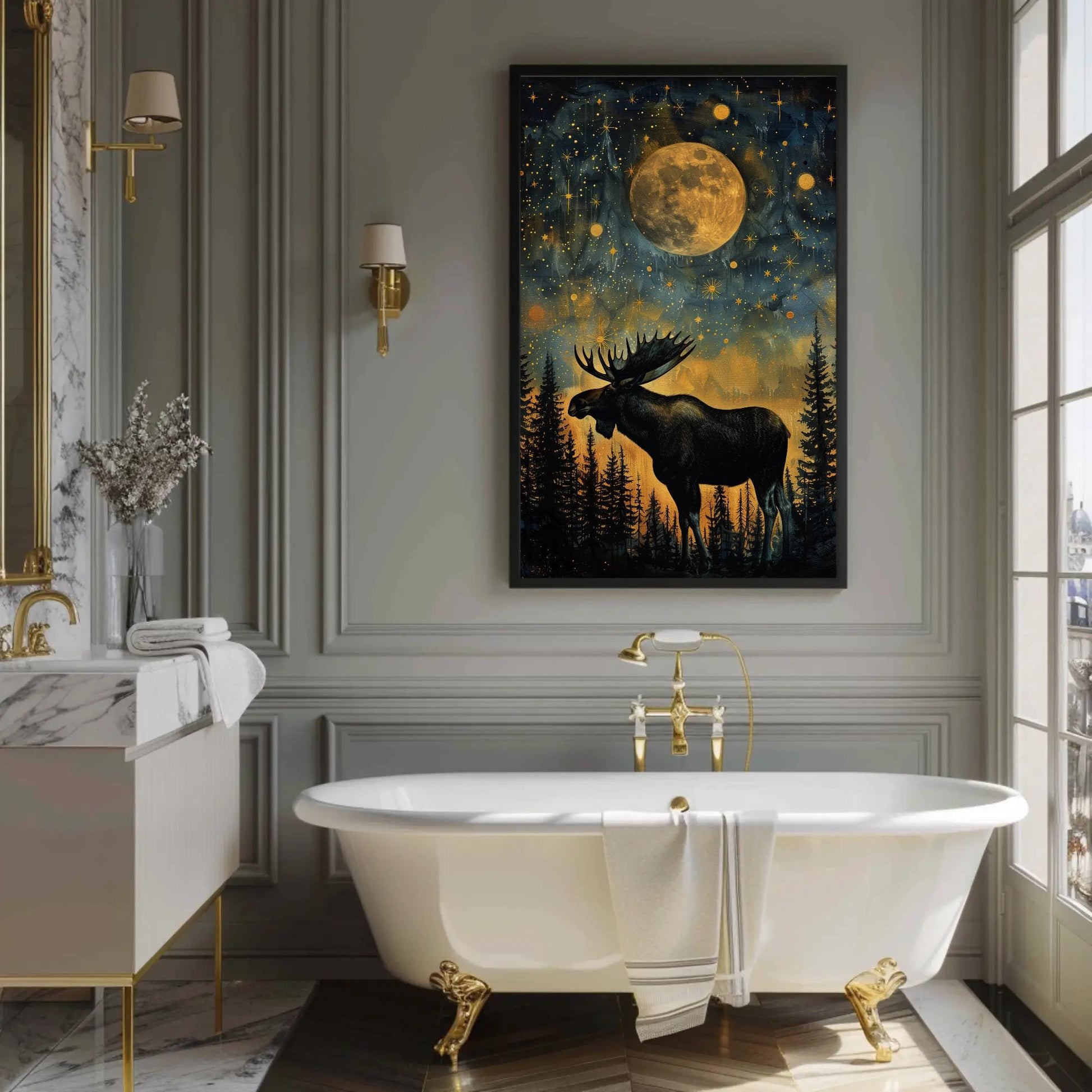 Moose canvas wall art, gallery-wrapped or framed