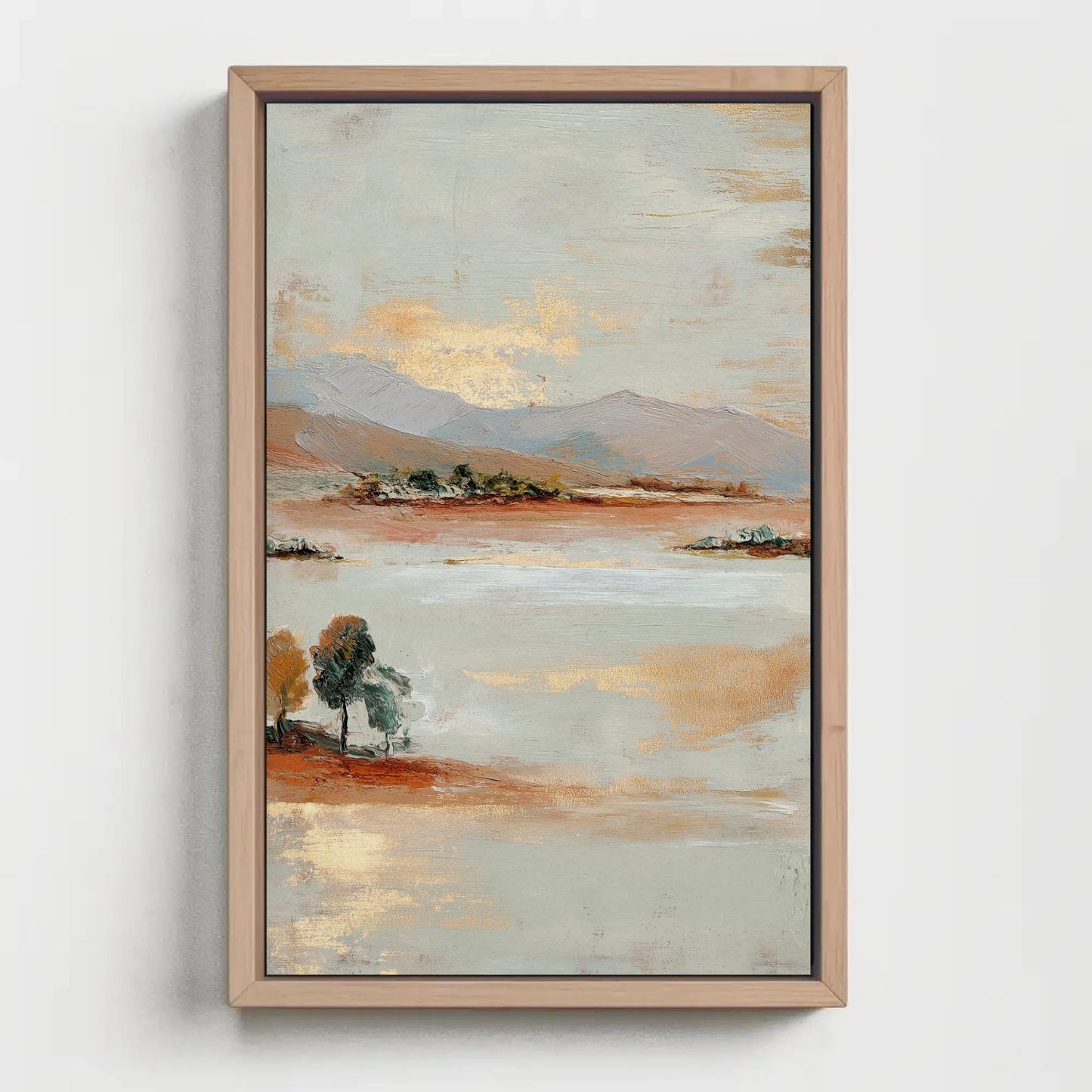 Gold Leaf canvas wall art shown in a styled room