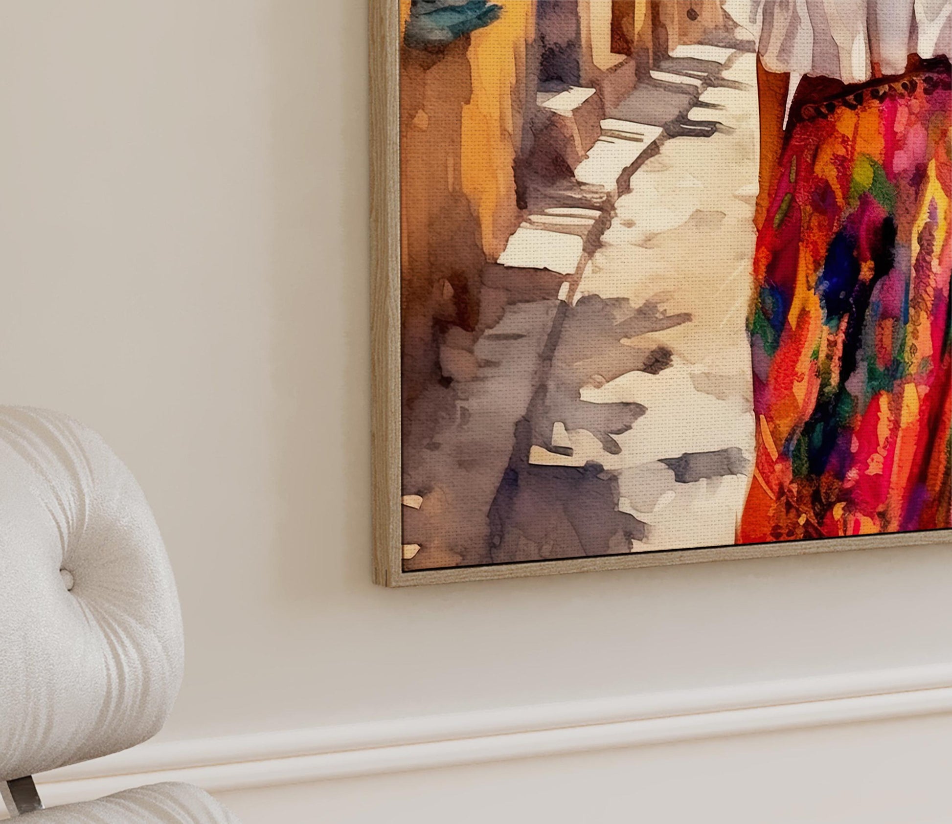 Mexican Woman Watercolor , Latina Portrait Art canvas print, premium giclée wall art