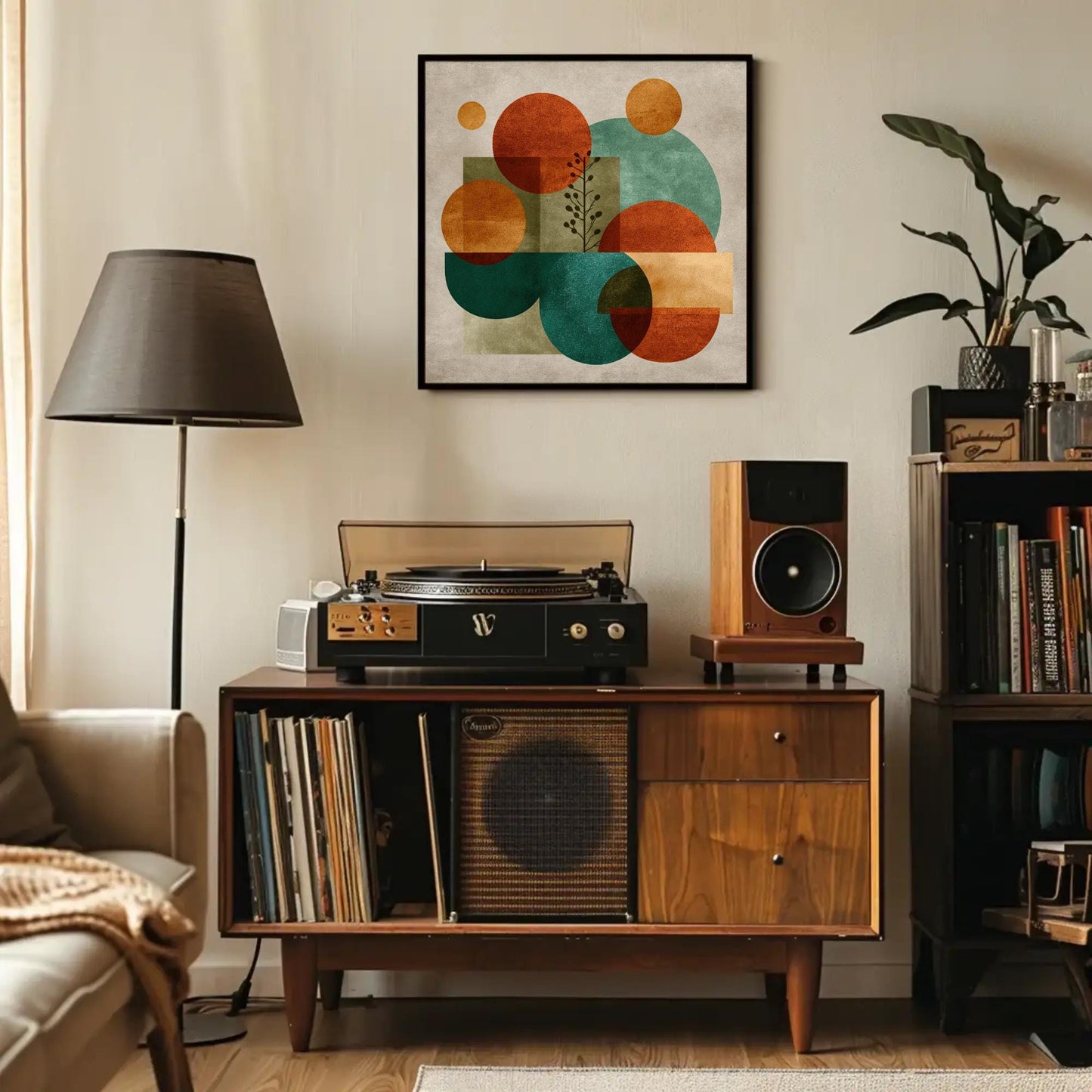 Japandi canvas wall art shown in a living room (view 2)