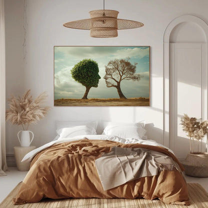 Two Faced Nature canvas wall art shown in a bedroom (view 3)