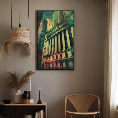 NYSE canvas wall art shown in a styled interior