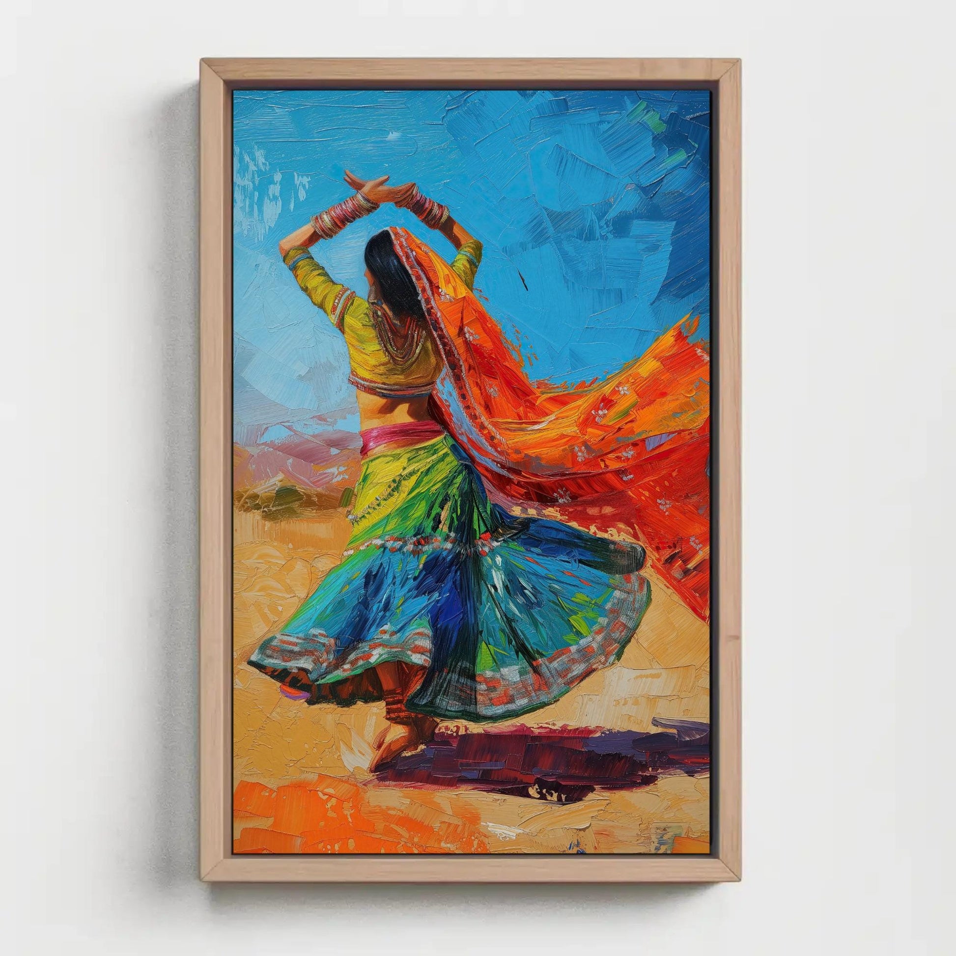 Indian Folk Dance Painting traditional canvas wall art, ready to hang