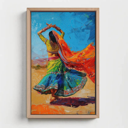 Indian Folk Dance Painting traditional canvas wall art, ready to hang