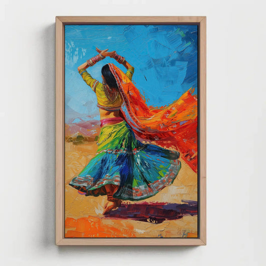 Indian Folk Dance Painting traditional canvas wall art, ready to hang