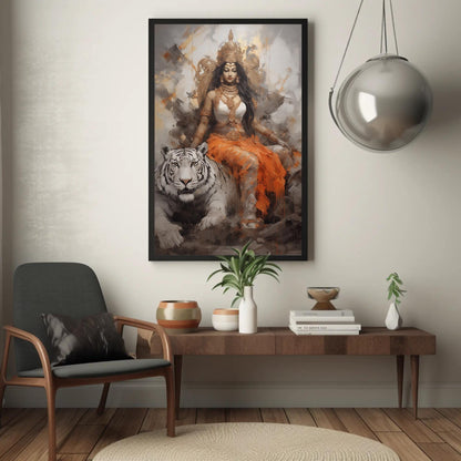 Goddess Durga canvas wall art shown in a styled room (view 2)