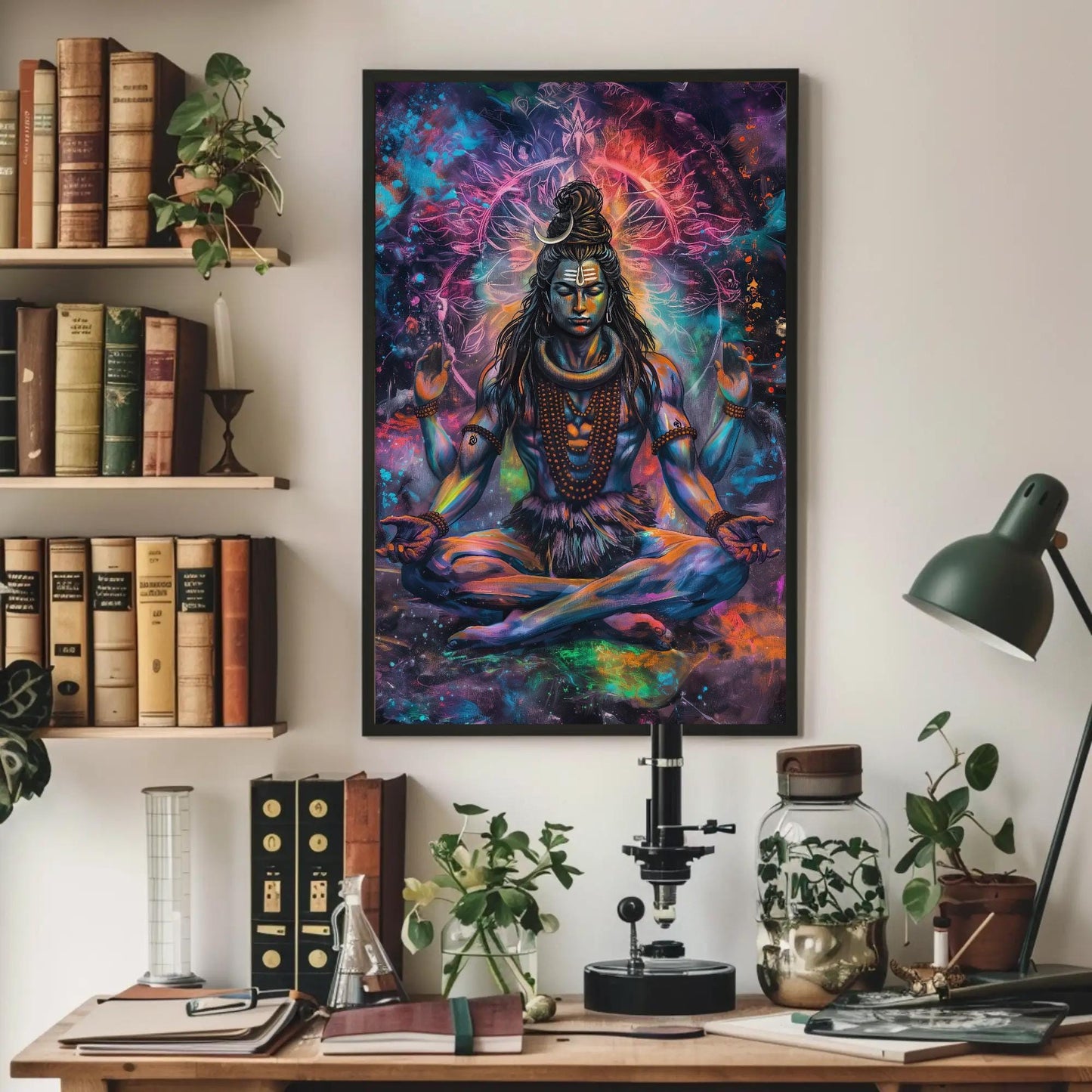 Lord Shiva Meditation minimalist canvas wall art, ready to hang