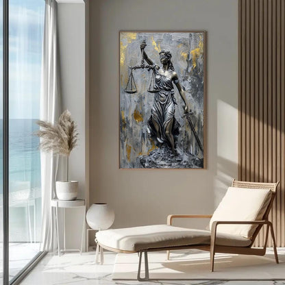 Lady Justice , Legal Office Symbolic canvas wall art shown in a styled room (view 2)