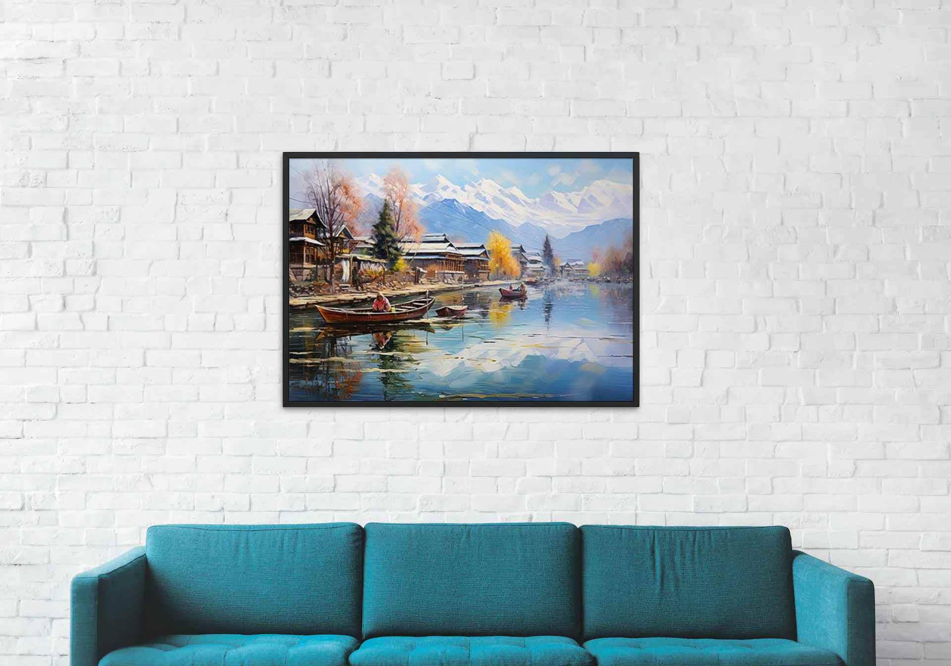 Kashmir Dal Lake , Indian Lake Landscape canvas print, premium giclée wall art