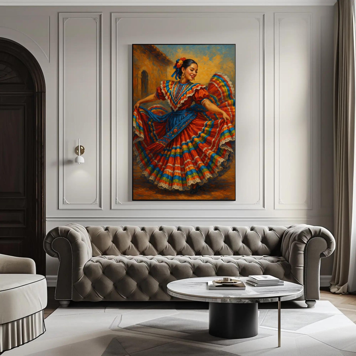 Mexican Folkloric Dancer traditional canvas wall art, ready to hang