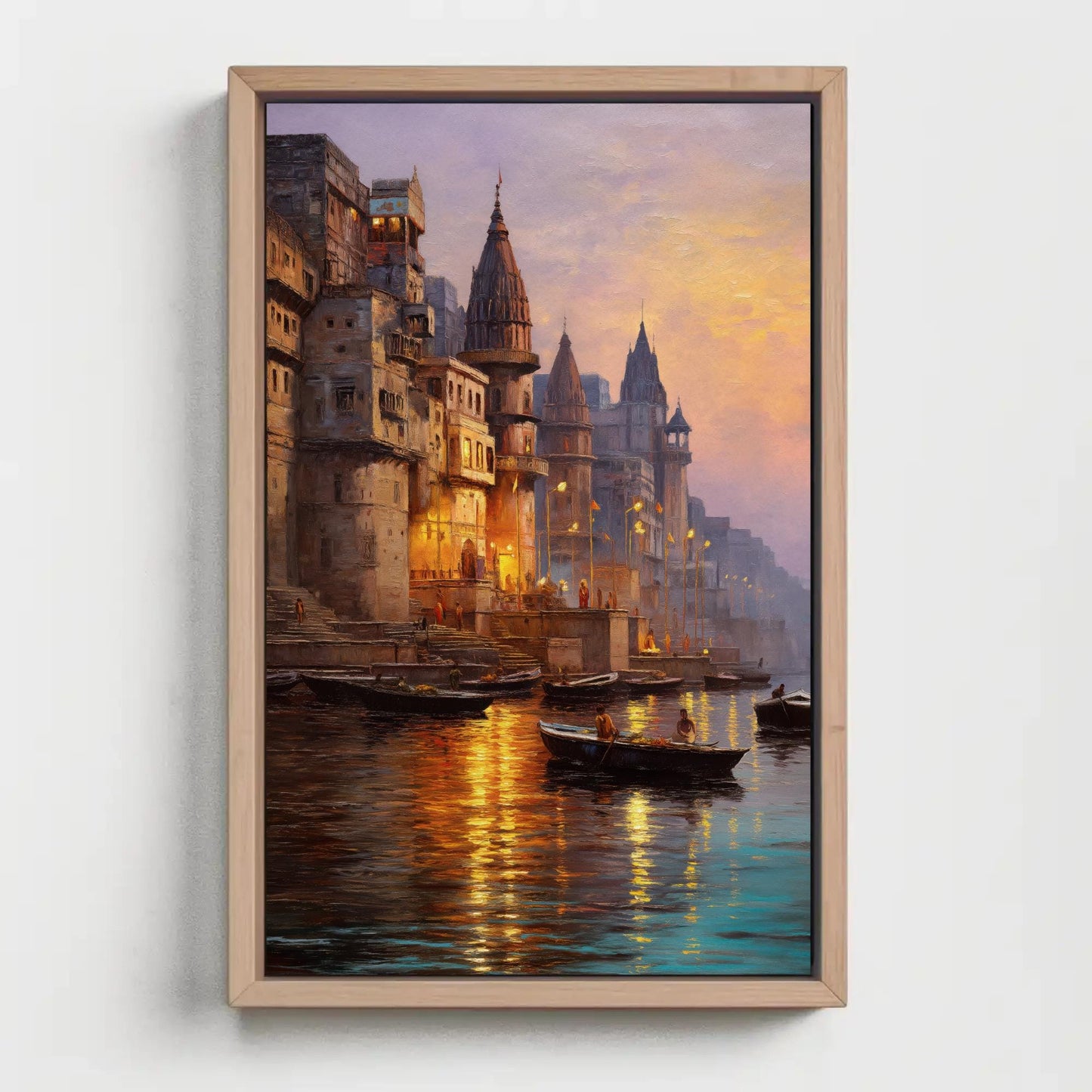 Varanasi Ghats canvas print, premium giclée wall art