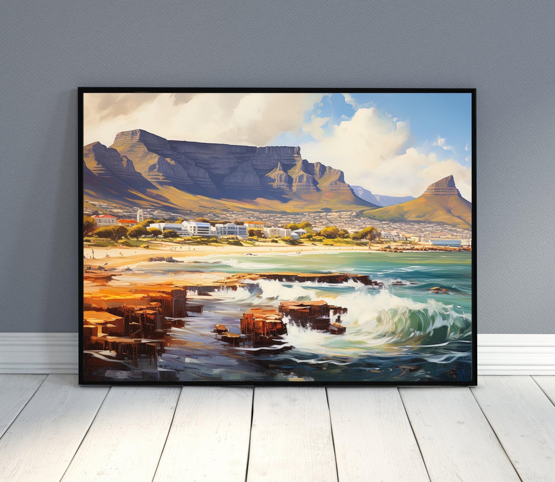 Cape Town Canvas Print – South Africa Wall Art | Vibrant Travel Poster Art - Antarmada