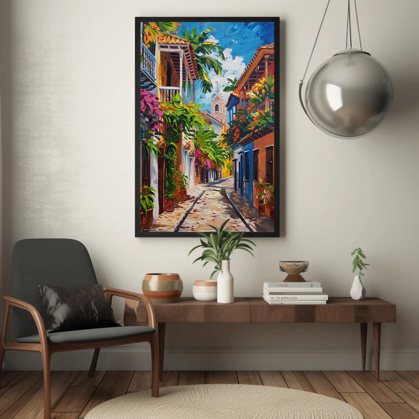 Cartagena Street Canvas | Vibrant Colombian Wall Art - Ready to Hang Gallery Wrap - Antarmada
