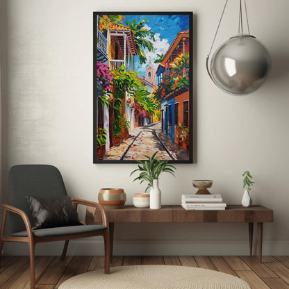 Cartagena Street Canvas | Vibrant Colombian Wall Art - Ready to Hang Gallery Wrap - Antarmada