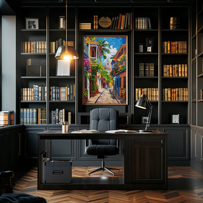 Cartagena Street Canvas | Vibrant Colombian Wall Art - Ready to Hang Gallery Wrap - Antarmada