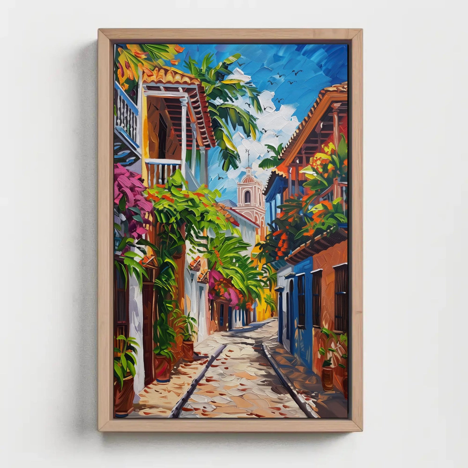 Cartagena Street Canvas | Vibrant Colombian Wall Art - Ready to Hang Gallery Wrap - Antarmada